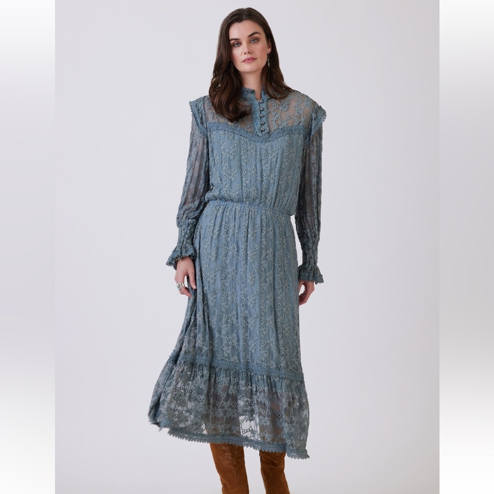Double D Ranch Little Mary’s Lace Dress
Slate Blue-Size Medium- NWT